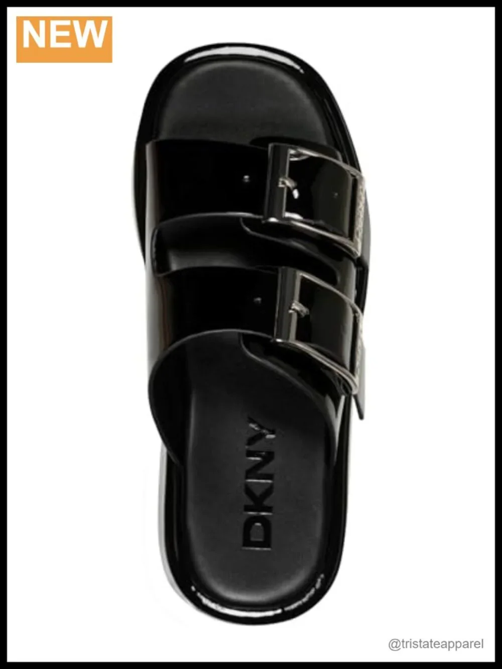 DKNY Leocadia Platform Slide Sandal with Buckles Peep Toe Slip On